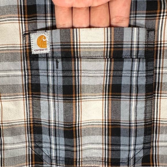 Carhartt Shirt Men Size 2XL Plaid Regular Fit Short Sleeve Single Pocket Cotton - Picture 2 of 9